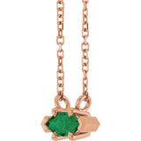 14K Gold Marquise Lab-Grown Emerald Solitaire Necklace - Rose Gold - view 2