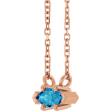 14K Gold Marquise Natural Blue Zircon Solitaire Necklace - Rose Gold - view 2