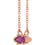 14K Gold Marquise Natural Pink Tourmaline Solitaire Necklace - Rose Gold - view 2