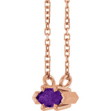 14K Gold Marquise Natural Amethyst Solitaire Necklace - Rose Gold - view 2
