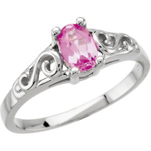 14K Gold Youth Birthstone Ring - White Gold