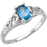 14K Gold Youth Birthstone Ring - White Gold