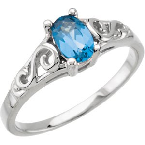 14K Gold Youth Birthstone Ring - White Gold