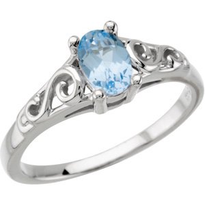 14K Gold Youth Birthstone Ring - White Gold