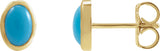 14K Gold Natural Turquoise Oval Bezel-Set Cabochon Earrings - Yellow Gold