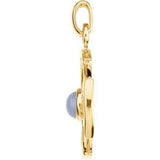 14K Gold Round Natural Blue Chalcedony Solitaire Maltese Cross Pendant - White Gold - view 2