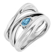 Platinum Pear Natural Sky Blue Topaz Accented Negative Space Ring