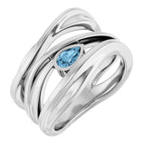 14K Gold Pear Natural Sky Blue Topaz Accented Negative Space Ring - White Gold