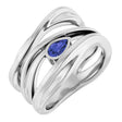 14K Gold Pear Natural Iolite Accented Negative Space Ring - White Gold