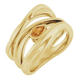 14K Gold Pear Natural Citrine Accented Negative Space Ring - Yellow Gold