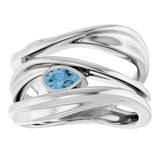 Platinum Pear Natural Sky Blue Topaz Accented Negative Space Ring - view 3