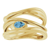14K Gold Pear Natural Sky Blue Topaz Accented Negative Space Ring - Yellow Gold - view 3