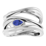 14K Gold Pear Natural Iolite Accented Negative Space Ring - White Gold - view 3