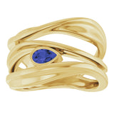 14K Gold Pear Natural Iolite Accented Negative Space Ring - Yellow Gold - view 3