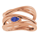 14K Gold Pear Natural Iolite Accented Negative Space Ring - Rose Gold - view 3