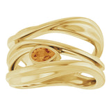 14K Gold Pear Natural Citrine Accented Negative Space Ring - Yellow Gold - view 3
