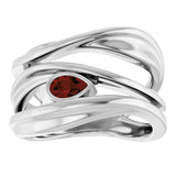 14K Gold Pear Natural Mozambique Garnet Accented Negative Space Ring - White Gold - view 3