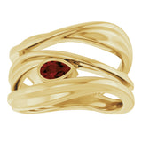 14K Gold Pear Natural Mozambique Garnet Accented Negative Space Ring - Yellow Gold - view 3