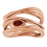 14K Gold Pear Natural Mozambique Garnet Accented Negative Space Ring - Rose Gold - view 3