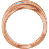 14K Gold Pear Natural Sky Blue Topaz Accented Negative Space Ring - Rose Gold - view 2