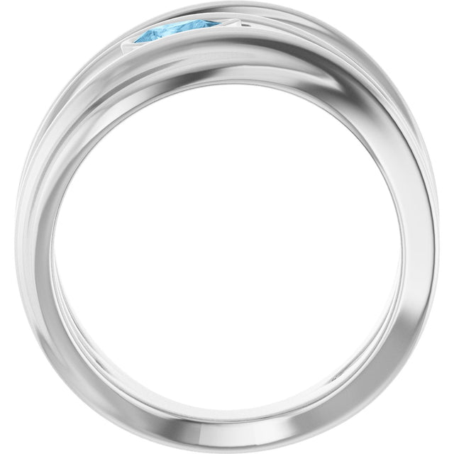 Platinum Pear Natural Sky Blue Topaz Accented Negative Space Ring - view 2