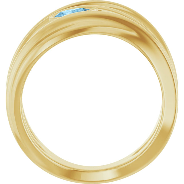 14K Gold Pear Natural Sky Blue Topaz Accented Negative Space Ring - Yellow Gold - view 2