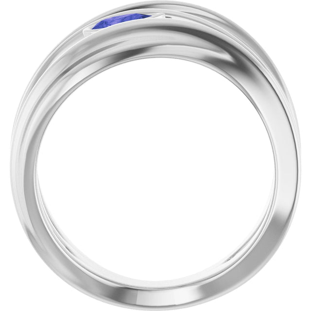 Platinum Pear Natural Iolite Accented Negative Space Ring - view 2