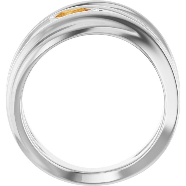 Platinum Pear Natural Citrine Accented Negative Space Ring - view 2