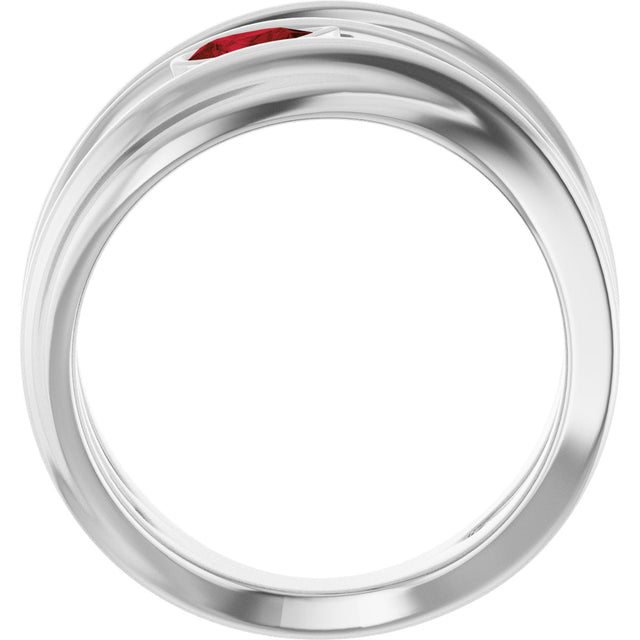 14K Gold Pear Natural Mozambique Garnet Accented Negative Space Ring - White Gold - view 2