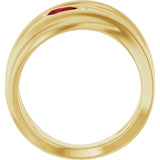 14K Gold Pear Natural Mozambique Garnet Accented Negative Space Ring - Yellow Gold - view 2