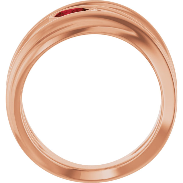 14K Gold Pear Natural Mozambique Garnet Accented Negative Space Ring - Rose Gold - view 2