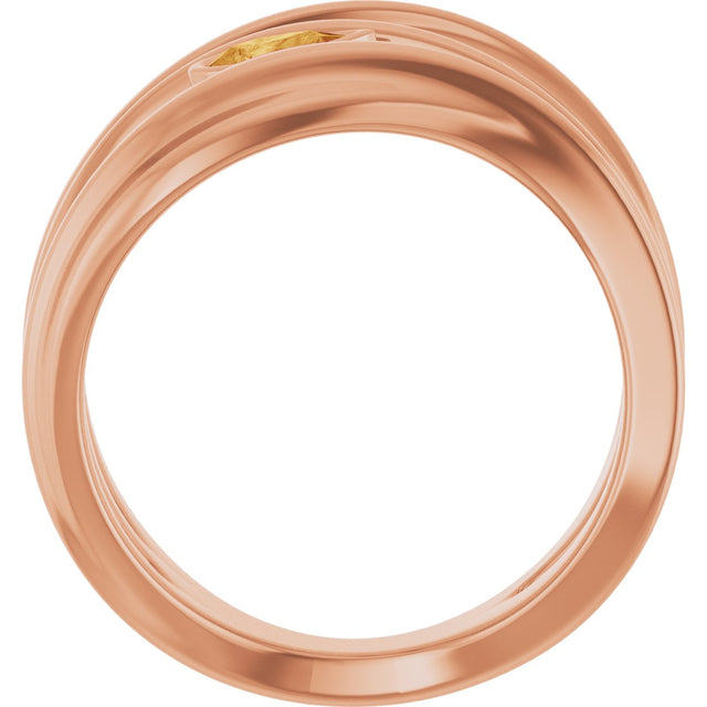 14K Gold Pear Natural Citrine Accented Negative Space Ring - Rose Gold - view 2