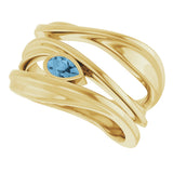 14K Gold Pear Natural Sky Blue Topaz Accented Negative Space Ring - Yellow Gold - view 5