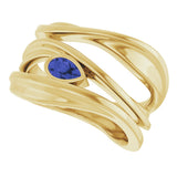 14K Gold Pear Natural Iolite Accented Negative Space Ring - Yellow Gold - view 5