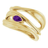 14K Gold Pear Natural Amethyst Accented Negative Space Ring - Yellow Gold - view 5