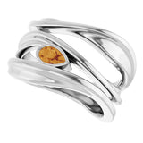 14K Gold Pear Natural Citrine Accented Negative Space Ring - White Gold - view 5