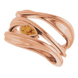 14K Gold Pear Natural Citrine Accented Negative Space Ring - Rose Gold - view 5