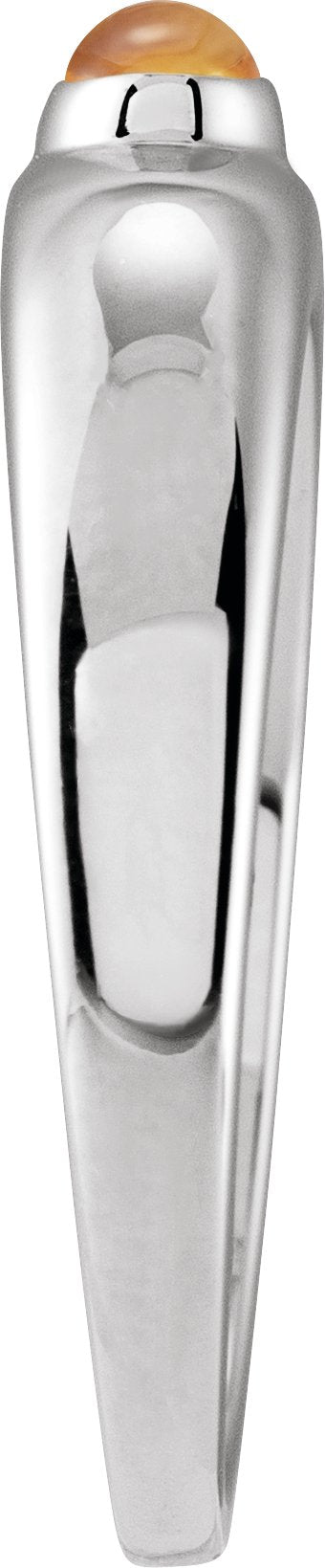 Platinum Oval Natural Citrine Cabochon Ring - view 3