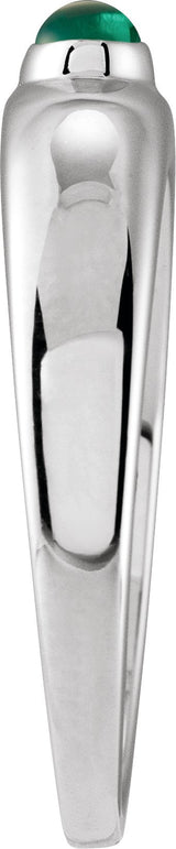 Platinum Oval Natural Emerald Cabochon Ring - view 3