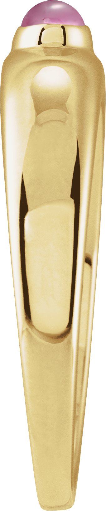 14K Gold Oval Natural Pink Tourmaline Cabochon Ring – 5-7mm Stones - Yellow Gold - view 3