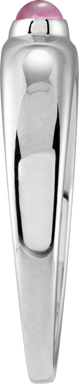 Platinum Oval Natural Pink Tourmaline Cabochon Ring – 5-7mm Stones - view 3