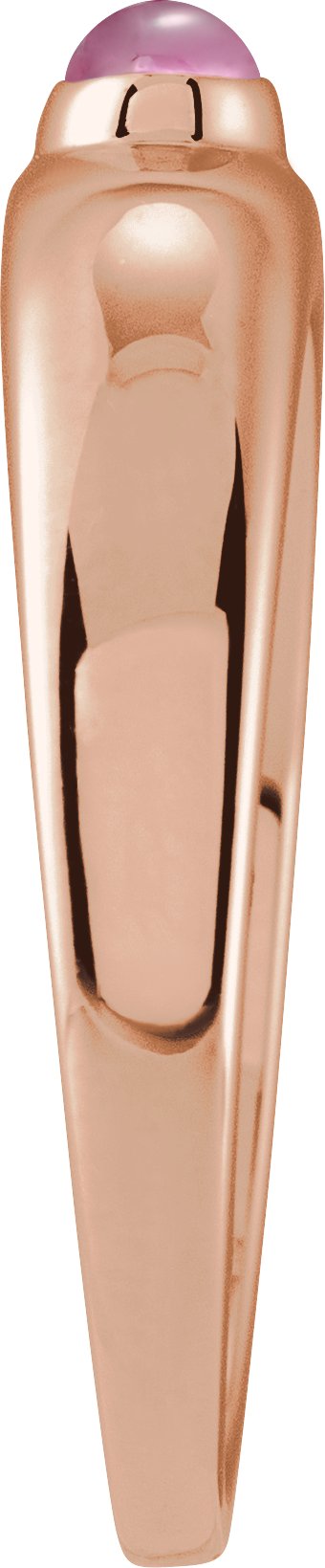 14K Gold Oval Natural Pink Tourmaline Cabochon Ring – 5-7mm Stones - Rose Gold - view 3
