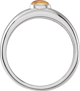 Platinum Oval Natural Citrine Cabochon Ring - view 2