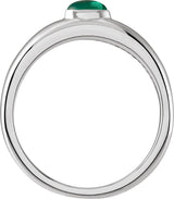 Platinum Oval Natural Emerald Cabochon Ring - view 2