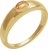 14K Gold Oval Natural Citrine Cabochon Ring - Yellow Gold
