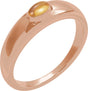 14K Gold Oval Natural Citrine Cabochon Ring - Rose Gold