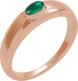 14K Gold Oval Natural Emerald Cabochon Ring - Rose Gold