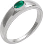 Platinum Oval Natural Emerald Cabochon Ring