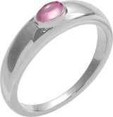 Platinum Oval Natural Pink Tourmaline Cabochon Ring – 5-7mm Stones