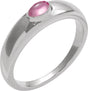 Platinum Oval Natural Pink Tourmaline Cabochon Ring – 5-7mm Stones